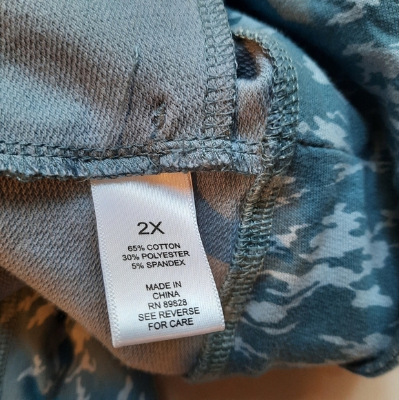 LOGO by Lori Goldstein Camo Blazer Size 2X Blue One Button‎ Stretch Pockets - Picture 5 of 12